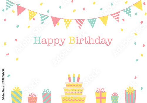 バースデーカード_誕生日パーティー背景（ヨコ）
happy birthday