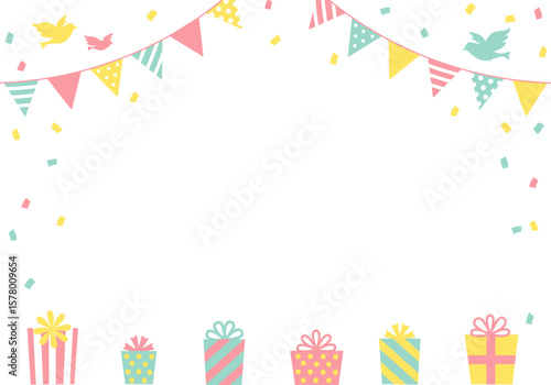 バースデーカード_誕生日パーティー背景（ヨコ）