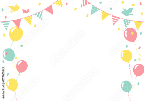 バースデーカード_誕生日パーティー背景（ヨコ）