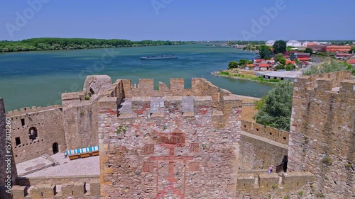 Explore the stunning Smederevo fortress overlooking the Danube River in Serbia on a bright sunny day