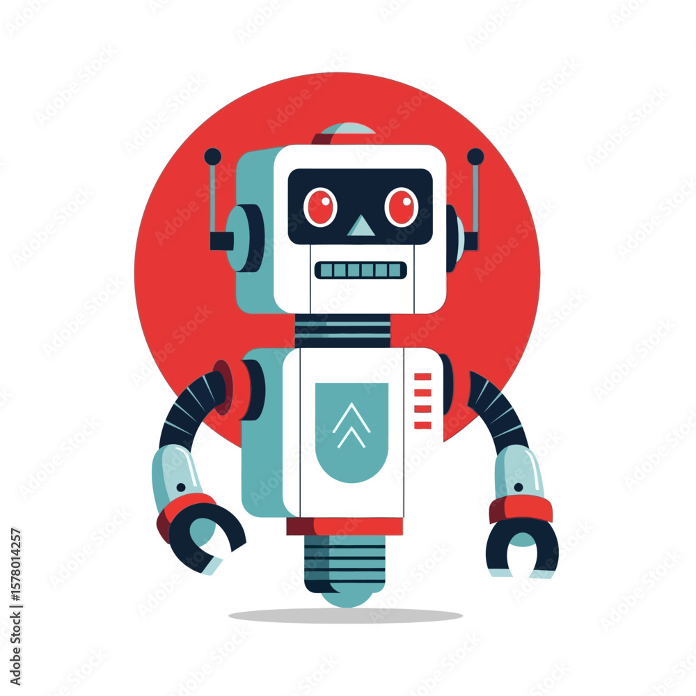 Fototapeta premium Retro Robot Character Technology Automation Illustration