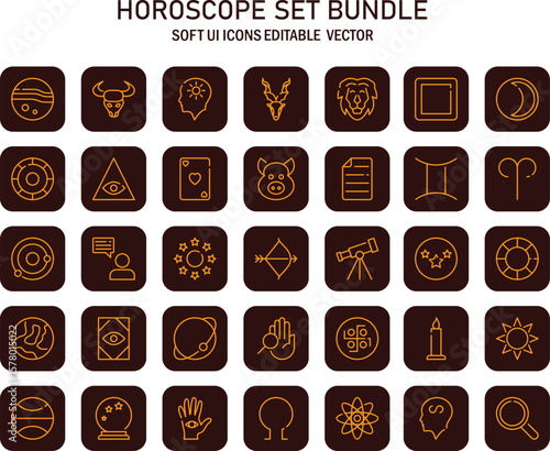 Horoscope and astrology symbols with zodiac signs astrological vector set in minimalist design style modern esoteric