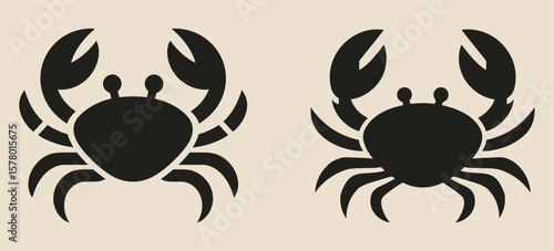 Vector crab icon with bold claws and round shell design.