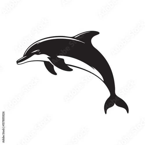 Wallpaper Mural Dolphin Silhouette Vector Illustration Oceanic Wildlife Design Aquatic Animal Artwork Black And White Image Marine Life Graphics Torontodigital.ca