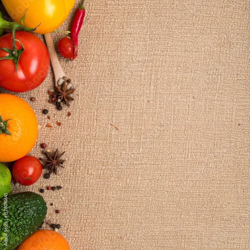 Assorted Fresh Vegetables on Burlap Sack Background for Culinary Presentation