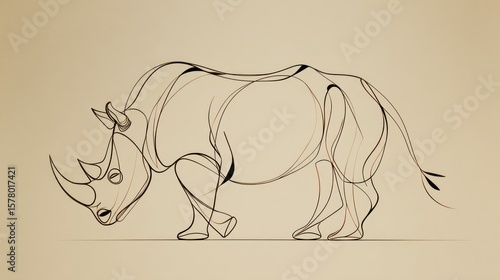 Elegant line art rhinoceros