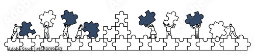 flat banner illustration of people with puzzle pieces