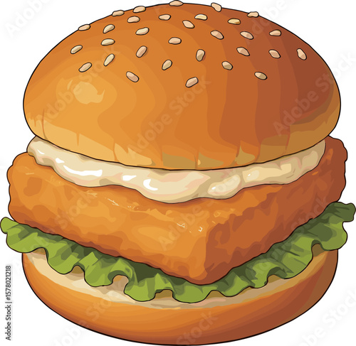 フィッシュフライバーガーのイラスト