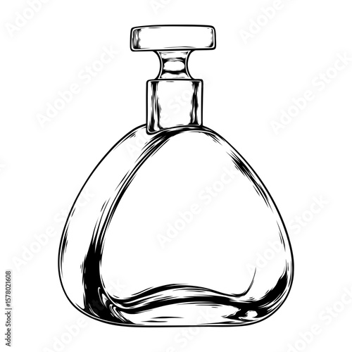 line art hand drawn illustration of a perfume