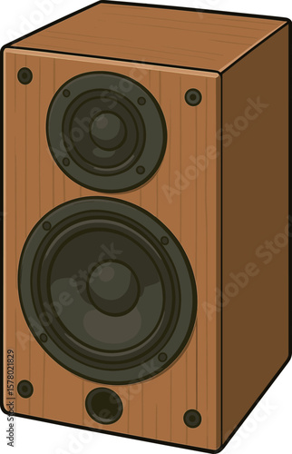 木の大きなスピーカーのイラスト