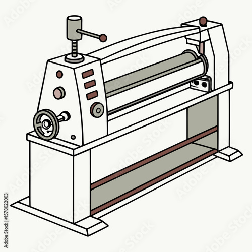 Creative Sheet Metal Bending Machine Vector Illustration | Industrial Press Brake Design for Fabrication, Engineering, and Manufacturing Graphics