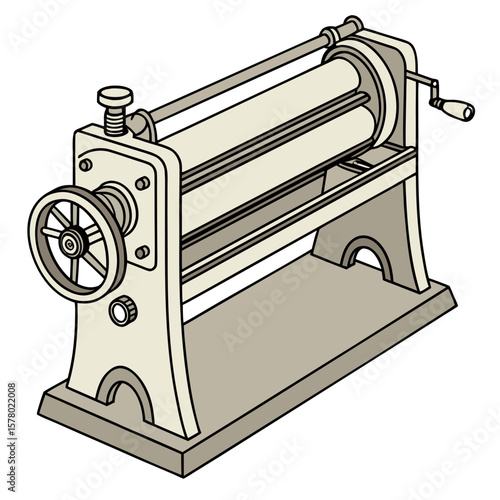Creative Sheet Metal Bending Machine Vector Illustration | Industrial Press Brake Design for Fabrication, Engineering, and Manufacturing Graphics