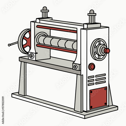 Creative Sheet Metal Bending Machine Vector Illustration | Industrial Press Brake Design for Fabrication, Engineering, and Manufacturing Graphics