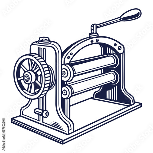 Creative Sheet Metal Bending Machine Vector Illustration | Industrial Press Brake Design for Fabrication, Engineering, and Manufacturing Graphics