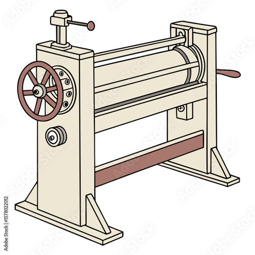 Creative Sheet Metal Bending Machine Vector Illustration | Industrial Press Brake Design for Fabrication, Engineering, and Manufacturing Graphics