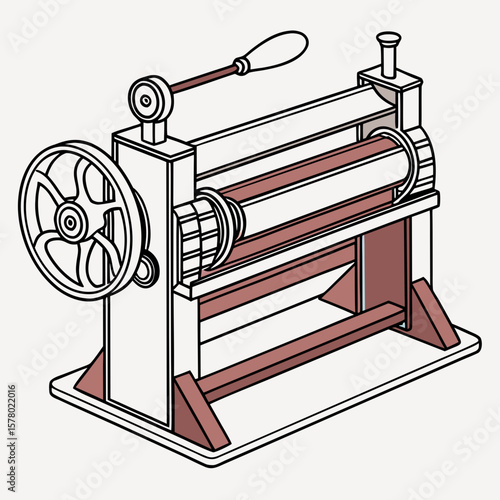 Creative Sheet Metal Bending Machine Vector Illustration | Industrial Press Brake Design for Fabrication, Engineering, and Manufacturing Graphics