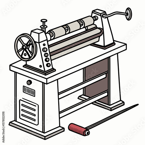 Creative Sheet Metal Bending Machine Vector Illustration | Industrial Press Brake Design for Fabrication, Engineering, and Manufacturing Graphics