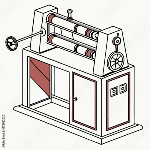 Creative Sheet Metal Bending Machine Vector Illustration | Industrial Press Brake Design for Fabrication, Engineering, and Manufacturing Graphics