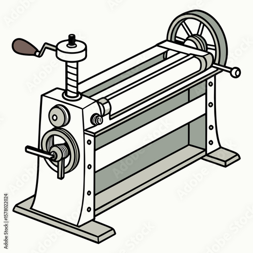 Creative Sheet Metal Bending Machine Vector Illustration | Industrial Press Brake Design for Fabrication, Engineering, and Manufacturing Graphics