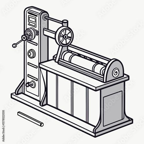Creative Sheet Metal Bending Machine Vector Illustration | Industrial Press Brake Design for Fabrication, Engineering, and Manufacturing Graphics