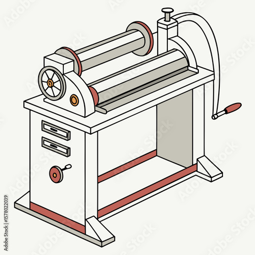 Creative Sheet Metal Bending Machine Vector Illustration | Industrial Press Brake Design for Fabrication, Engineering, and Manufacturing Graphics