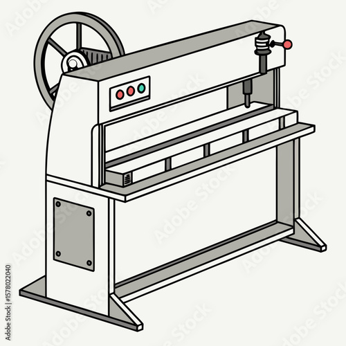 Creative Sheet Metal Bending Machine Vector Illustration | Industrial Press Brake Design for Fabrication, Engineering, and Manufacturing Graphics