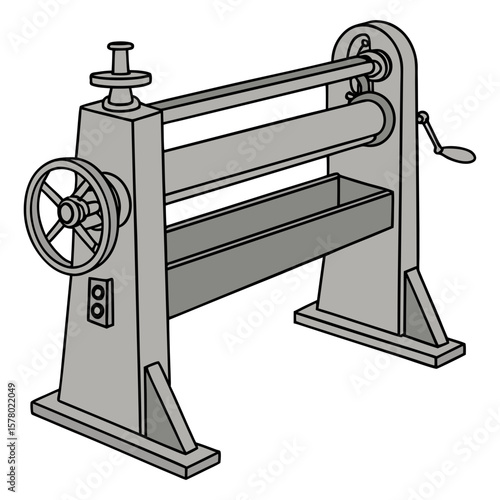 Creative Sheet Metal Bending Machine Vector Illustration | Industrial Press Brake Design for Fabrication, Engineering, and Manufacturing Graphics