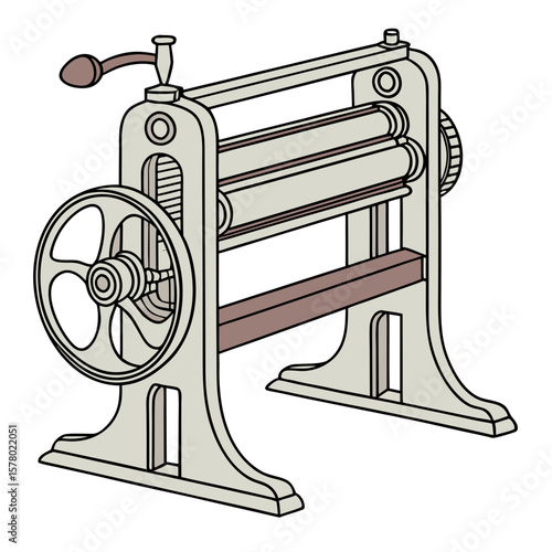 Creative Sheet Metal Bending Machine Vector Illustration | Industrial Press Brake Design for Fabrication, Engineering, and Manufacturing Graphics