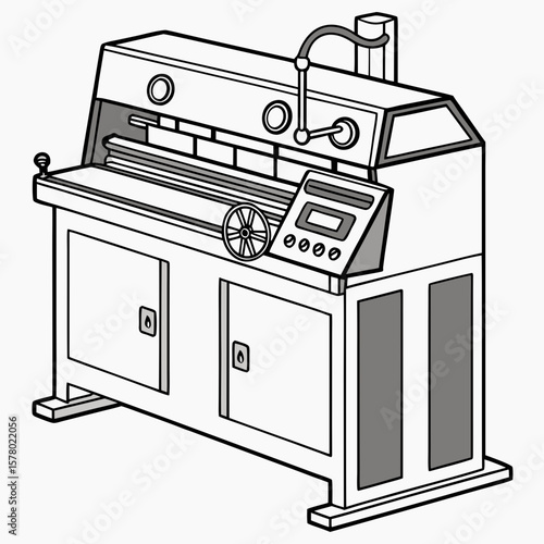 Creative Sheet Metal Bending Machine Vector Illustration | Industrial Press Brake Design for Fabrication, Engineering, and Manufacturing Graphics