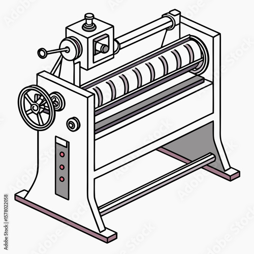 Creative Sheet Metal Bending Machine Vector Illustration | Industrial Press Brake Design for Fabrication, Engineering, and Manufacturing Graphics