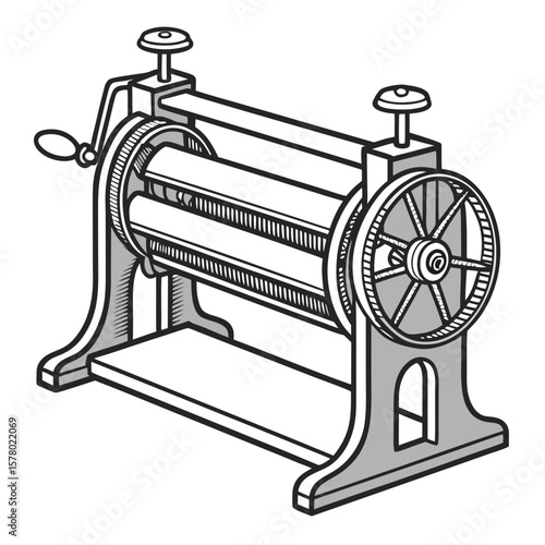 Creative Sheet Metal Bending Machine Vector Illustration | Industrial Press Brake Design for Fabrication, Engineering, and Manufacturing Graphics