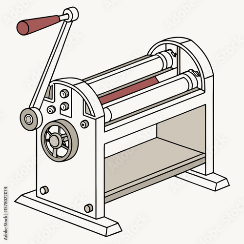 Creative Sheet Metal Bending Machine Vector Illustration | Industrial Press Brake Design for Fabrication, Engineering, and Manufacturing Graphics