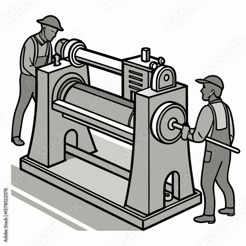 Creative Sheet Metal Bending Machine Vector Illustration | Industrial Press Brake Design for Fabrication, Engineering, and Manufacturing Graphics