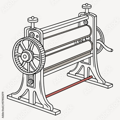 Creative Sheet Metal Bending Machine Vector Illustration | Industrial Press Brake Design for Fabrication, Engineering, and Manufacturing Graphics