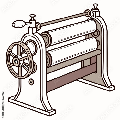 Creative Sheet Metal Bending Machine Vector Illustration | Industrial Press Brake Design for Fabrication, Engineering, and Manufacturing Graphics