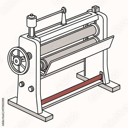Creative Sheet Metal Bending Machine Vector Illustration | Industrial Press Brake Design for Fabrication, Engineering, and Manufacturing Graphics
