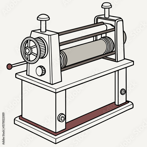 Creative Sheet Metal Bending Machine Vector Illustration | Industrial Press Brake Design for Fabrication, Engineering, and Manufacturing Graphics
