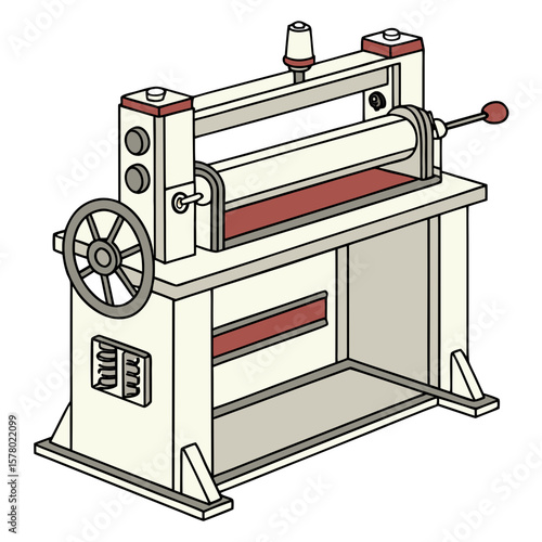 Creative Sheet Metal Bending Machine Vector Illustration | Industrial Press Brake Design for Fabrication, Engineering, and Manufacturing Graphics