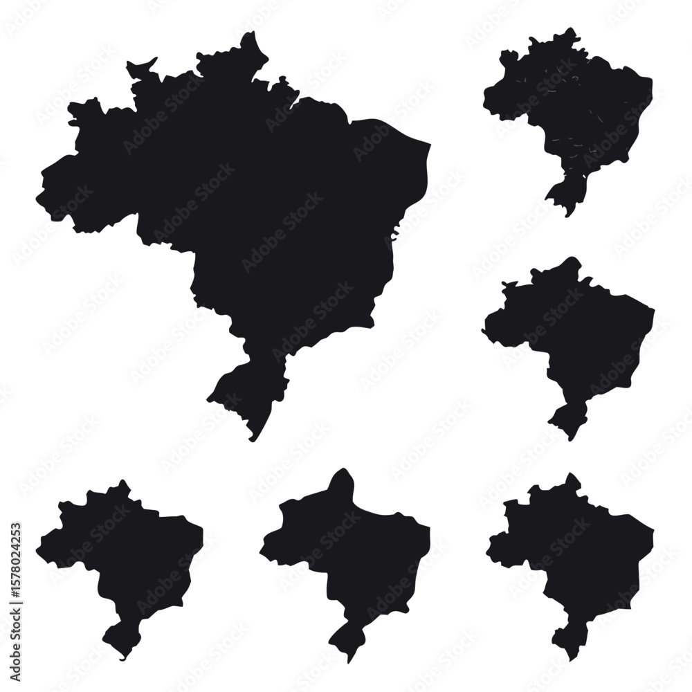 Obraz premium Brazil Map States Regions Vector Set