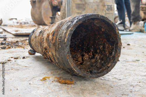 the inside of cast iron reduce pipe  150x100 mm diameter  for along time