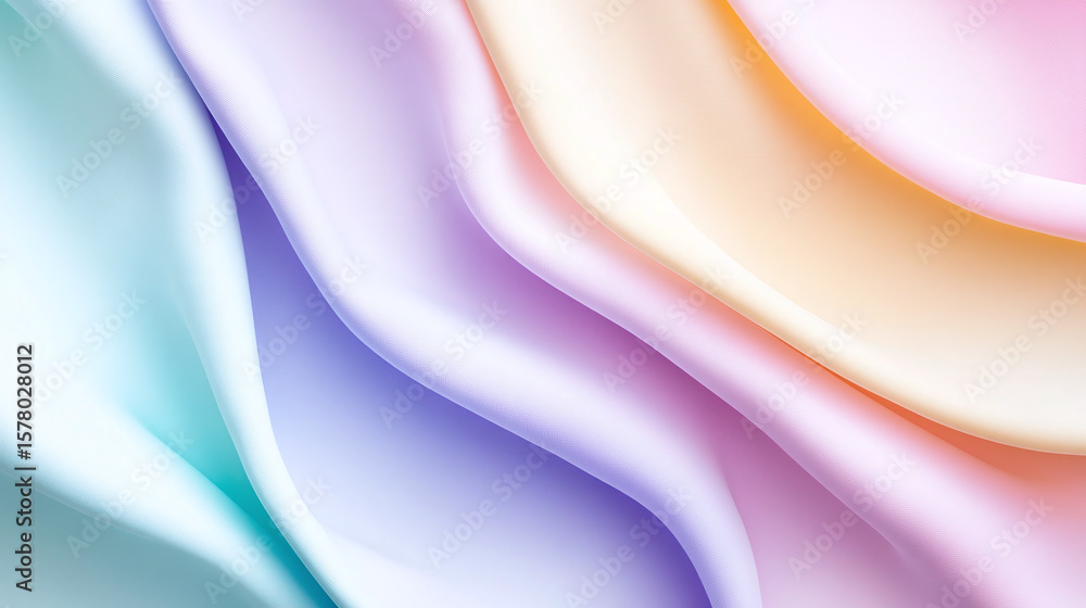 Naklejka premium Soft, flowing fabric layers in pastel colors for a serene background.