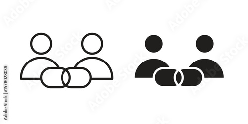 Affiliate link icon symbol set in black. line and flat icons