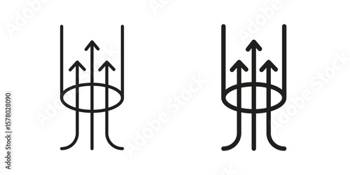 Air suction icon symbol set in black. line and flat icons