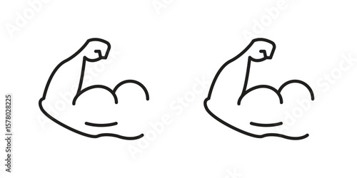 Arm icon symbol set in black. line and flat icons