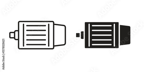 Car alternator icon symbol set in black. line and flat icons