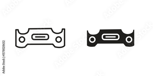 Car bumper icon symbol set in black. line and flat icons