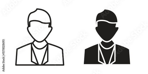 Cashier icon symbol set in black. line and flat icons