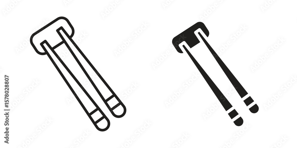 Chopsticks icon symbol set in black. line and flat icons Chopsticks icon symbol set in black. line and flat icons