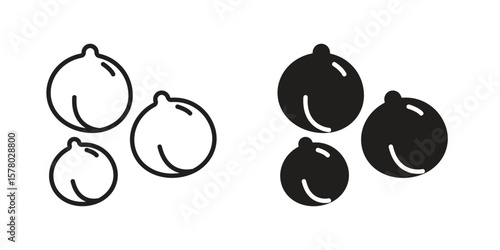 Chickpeas hummus icon symbol set in black. line and flat icons