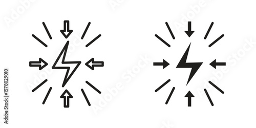 Conflict icon symbol set in black. line and flat icons